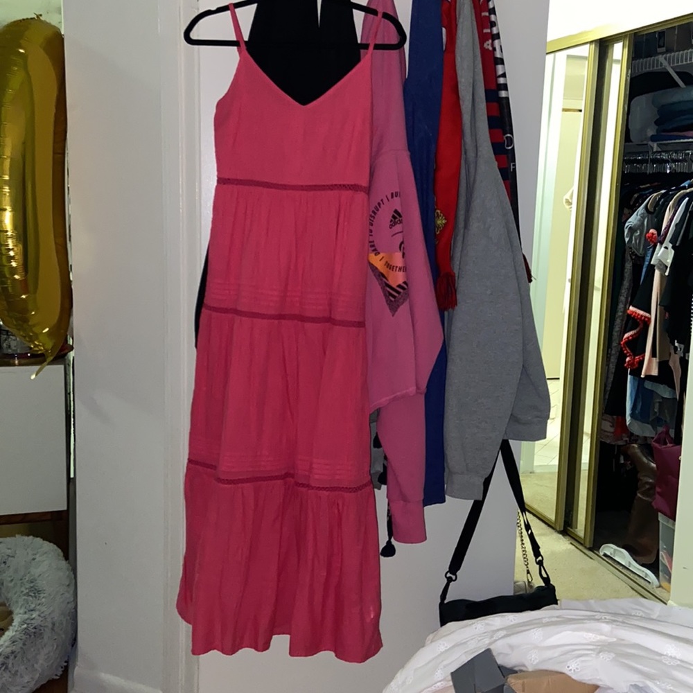 Hot Pink Maxi Eyelet Dress